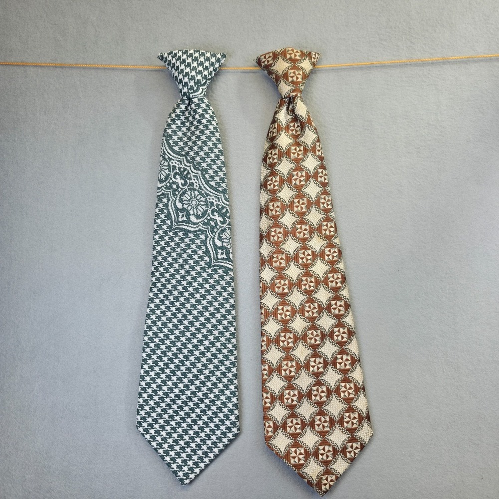 2-β Vintage Snapper JCPenny Towncraft Clip on Men's Neck Ties